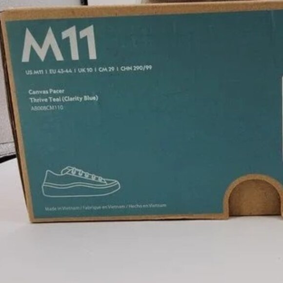 Men\'s Allbirds Canvas Pacer Sneakers Size 11 Teal Blue Low Top NEW In BOX main image 4